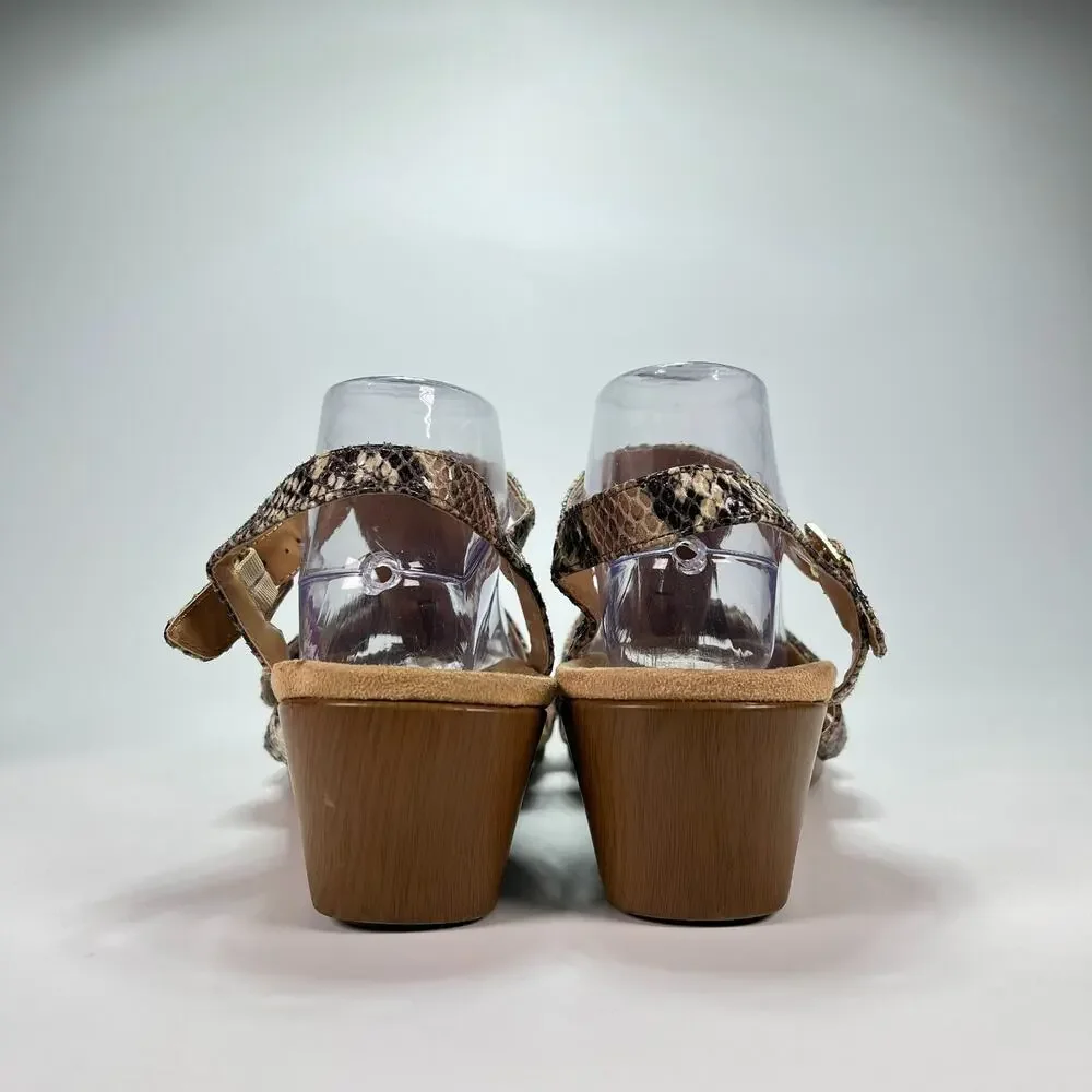 Vionic Glenda Brown Wedge Sandals Natural Snake Print Leather Womens Size 11 - Picture 5 of 10